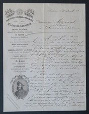 Facture 1876 Cie VINICOLE BORDELAISE LEOPOLD CARRANCE belle entête illustrée 22