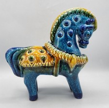 Sculpture zoomorphe cheval en céramique émaillée de Aldo Londi Bitossi XXème