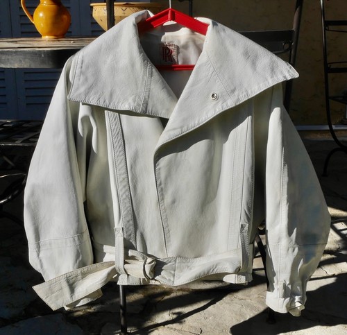 Blouson cuir agneau blanc - blouson,