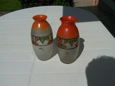 paire de vases art-déco signé leg (legras) h 24cm