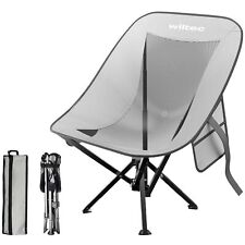 Wiltec Chaise pliable de camping Gris noir Fauteuil pliant de pêche 100kg max.