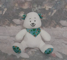 A54/ Mustela / Doudou Ours Blanc /Bandana Bleu/Fleur Jaune