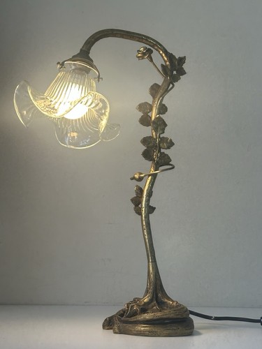 Ancienne lampe bronze tulipe - lampe,