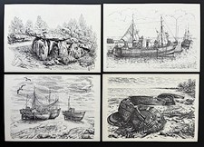 Lot 4 cartes postales - Henry
