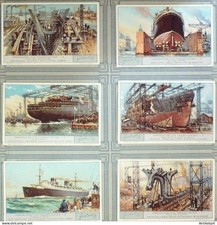 Chromo Liebig s1259 Construire un paquebot transatlantique