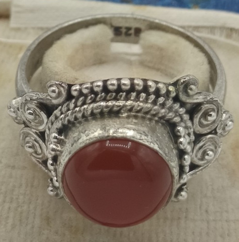 Bague argent cornaline - argent,