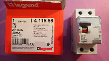 Legrand 411556 - Interrupteur Différentiel 63A 30Ma 2P Type A Vis/vis Départ Bas