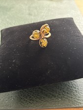 Bague femme en vermeil et ambre