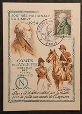 CARTE MAXIMUM CARD 1954 FDC LAVALETTE JOURNÉE DU TIMBRE 12+3 Frcs DE PIEL PARIS