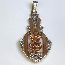 Ancien Pendentif Art Déco Or Blanc Jaune Antique Gold Pendant