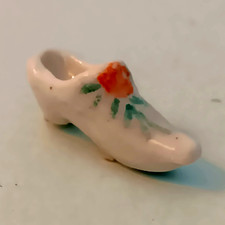 Fève ancienne beau SABOT  fleur orange L.2,5cm Porcelaine émaillé