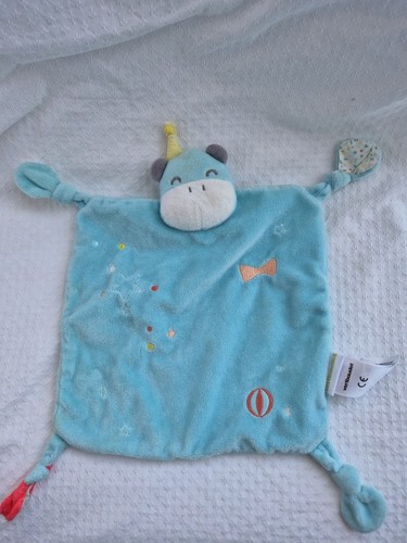 Doudou plat bleu vert baudet - doudou,