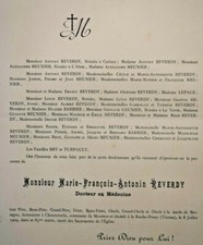 REVERDY Meunier Barbier Bry Turpault FAIRE PART Chantemerle Roche Posay 1904