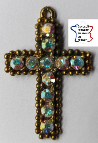 Pendentif croix laiton ou - pendentif, (ou