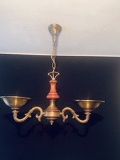 Lustre bois et bronze  Lumalux (Lucien Gau Paris) 80/90’
