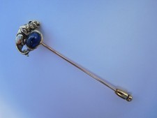 Substitution Art Nouveau 14K Or Saphir Accroupie Articuler 3D Tigre Bâton Broche