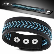 Bracelet pression en cuir noir