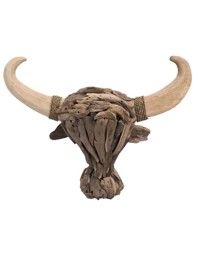 Tête buffle bois - de,