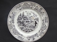 Assiette parlante faïence fine GIEN scène galante la collation v.1830 XIXè