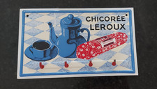 Ancienne Plaque lithographiée porte torchon CHICOREE LEROUX café cuisine 18x30cm