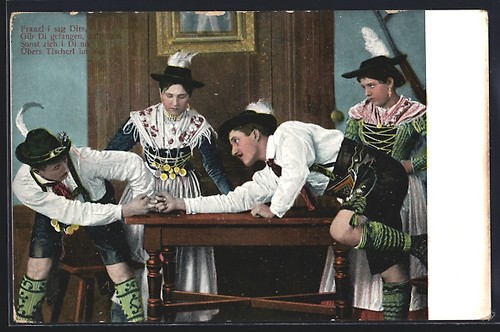Carte postale hommes - , en