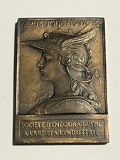 Médaille plaque Bronze - Minerve conseil Vulcain - art & industrie O ROTY 1949