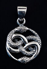 Pendentif Bouddhiste en Argent 925  Serpent enlacé Ouroboros noeud  3gr # 25405 