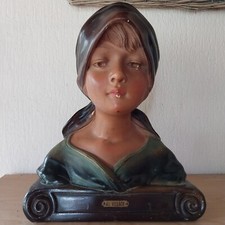 Ancien Buste En Plâtre Jeune Femme 1900