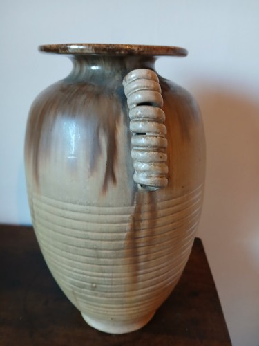 Grand vase grès signé - vase, en