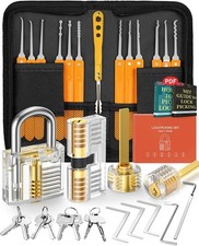 32 Piece Lock Picking Kit, Lock Picking Kit with 4 Locks, Transparent Training