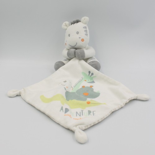 Doudou zébre blanc - gris, vert