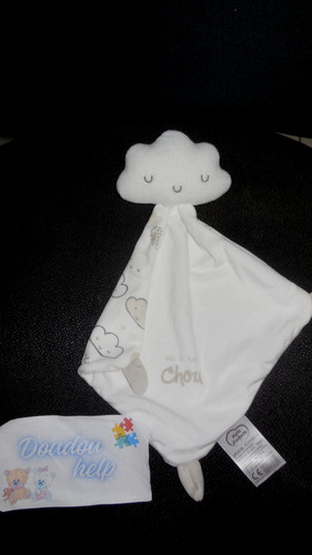 Doudou plat nuages blanc beige - nuages,