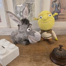 ★ Lot de 2 peluches Shrek & Âne – DreamWorks Big Headz 2010 – Licence officielle