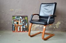 Fauteuil siège de bureau signé PADOVA en cuir & bois style design vintage ITALIE