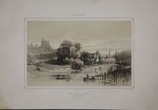 Hastrel : Château De Windsor, Angleterre Lithographie 1850