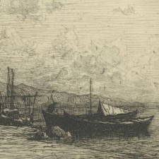 Adolphe Appian Cabanes de pêcheurs Marine côtes d'Italie - Eau forte originale