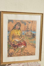 Vagh Weinmann  (1931-1983) Femme au bord d'un port - Hongrie