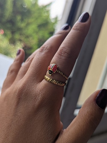Bague double anneau acier - bague,