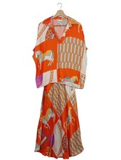 SENS UNIQ Ensemble en tricot Dames Ensemble orange clair-violet-blanc cassé