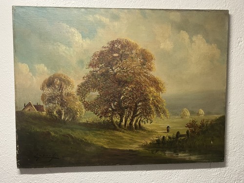 Tableau ancien grand paysage - grand,