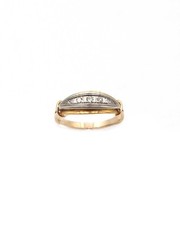 Bague Art Deco jarretière en or 18k et platine, bague ancienne diamant, bague li