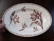 PLAT LUNEVILLE ANCIEN TERRE DE FER DECOR TULIPE KELLER & GUERIN FIN XIXeS 36X23 