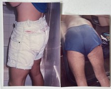 2 Vintage Photos Man Bending