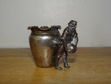 Etonnant Pot en Métal Argenté Père Noël avec sa Hotte et un Ballon