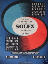 PUBLICITÉ DE PRESSE 1958 CARBURATEUR SOLEX MICROMÈTRE VELOSOLEX - ADVERTISING