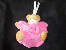 Peluche/Doudou Ours Boule Rose Fushia Beige Plume Attache Tétine 12cm Kaloo.TBE