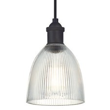 Lustre Plafonnier Lampe suspendue Vintage Bronze Huilé et Verre Clair E27 40 W