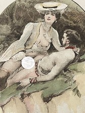 Illustration curiosa Belle époque impression erotique érotisme cyclistes
