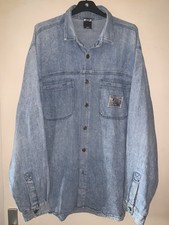 Chemise Homme En Jean Vintage Casual Life 80’s Stone Wash Oversize Fade Out L/XL