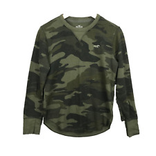 Hollister Pull Homme S Vert Camouflage Manches Longues Ourlet Courbé Col Rond
